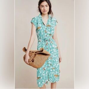 Maeve by Anthropologie ‘Catherine’ tiger printed shirt dress size 2